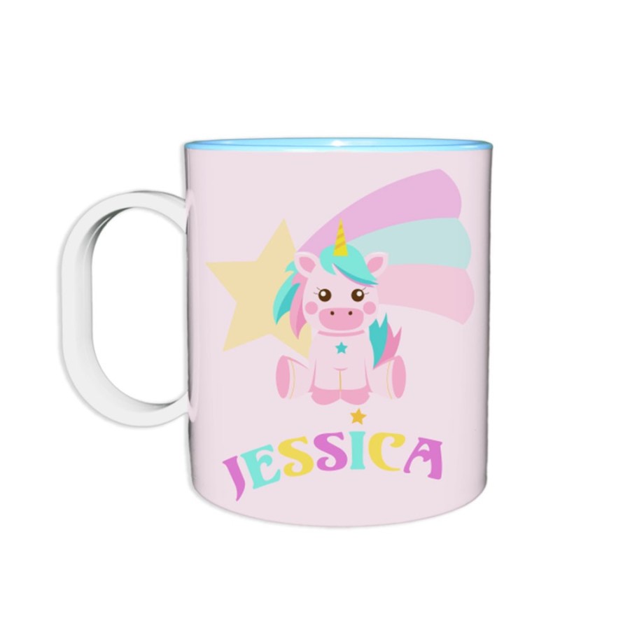 Tazza in plastica personalizzata con nome baby unicorno con arcobaleno Unicorni