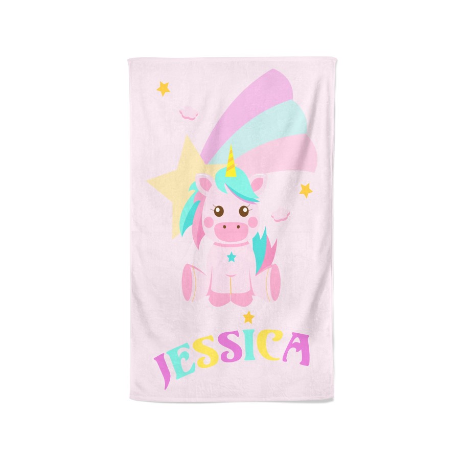 Asciugamani personalizzato con nome baby unicorno con arcobaleno Unicorni
