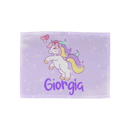 Tovaglietta personalizzata con nome unicorno con cuoricini