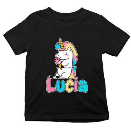 T-shirt bambino personalizzata con nome unicorno con gelato