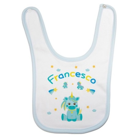 Bavaglino neonato personalizzato con nome baby unicorno con arcobaleno Unicorni