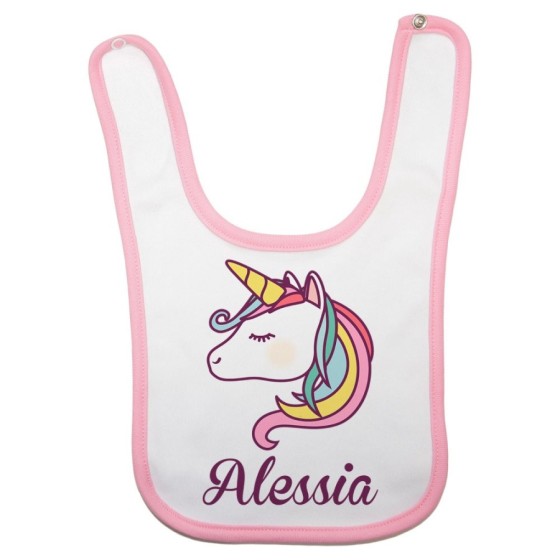 Bavaglino neonato personalizzato con nome unicorno magico Unicorni