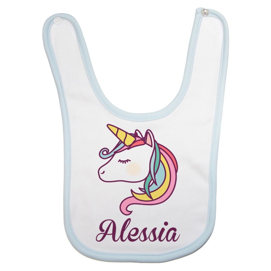 Bavaglino neonato personalizzato con nome unicorno magico Unicorni