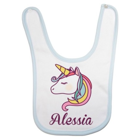 Bavaglino neonato personalizzato con nome unicorno magico Unicorni