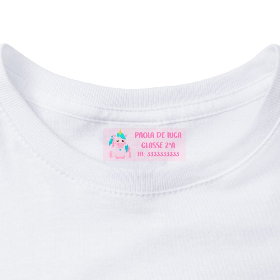 Etichette termoadesive personalizzate con nome baby unicorno con arcobaleno per indumenti scolastici Unicorni