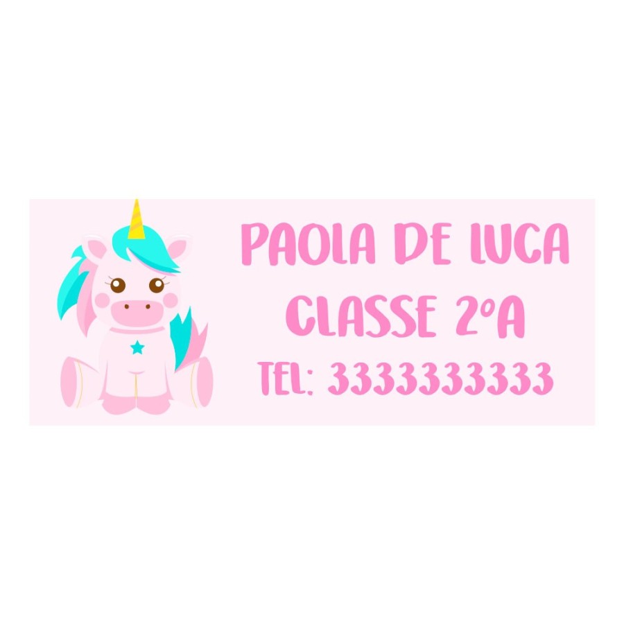 Etichette termoadesive personalizzate con nome baby unicorno con arcobaleno per indumenti scolastici Unicorni