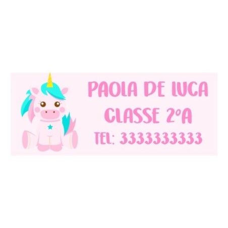 Etichette termoadesive personalizzate con nome baby unicorno con arcobaleno per indumenti scolastici Unicorni