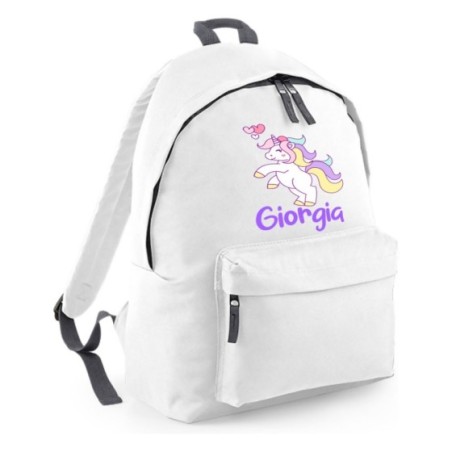 Zaino personalizzato con nome unicorno con cuoricini