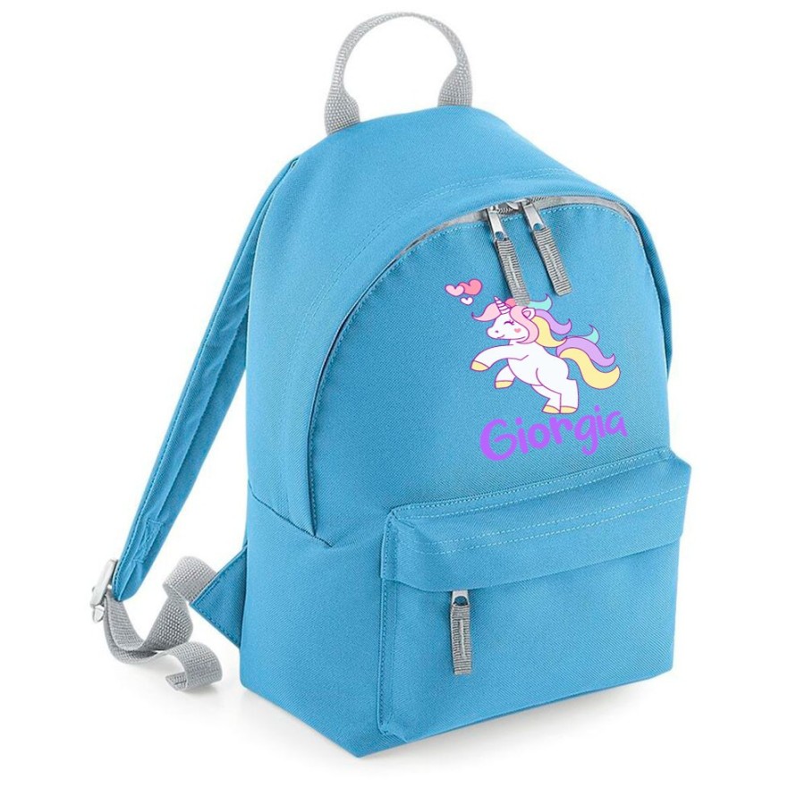 Zaino personalizzato con nome unicorno con cuoricini Unicorni