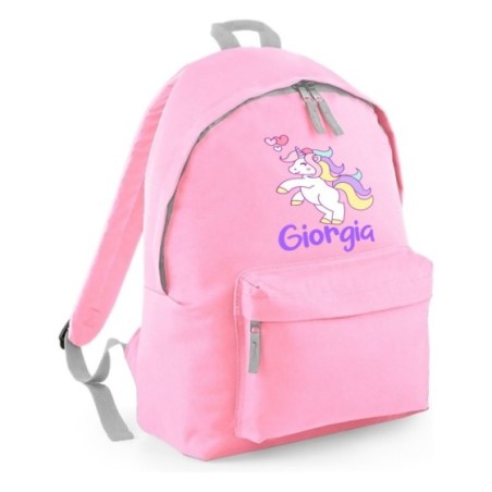 Zaino personalizzato con nome unicorno con cuoricini Unicorni