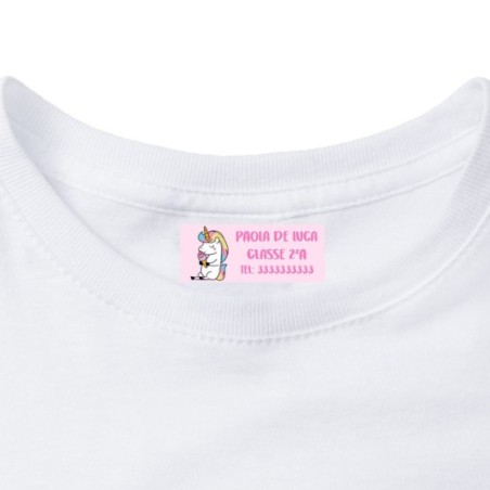 Etichette termoadesive personalizzate con nome unicorno con gelato per indumenti scolastici Unicorni
