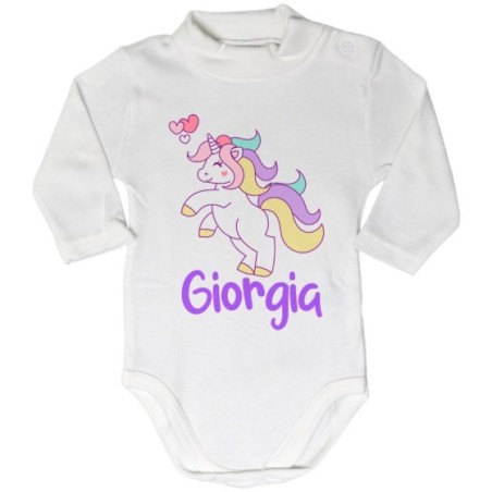 Body lupetto neonato personalizzato con nome unicorno con...
