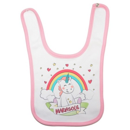 Bavaglino neonato personalizzato con nome piccolo unicorno