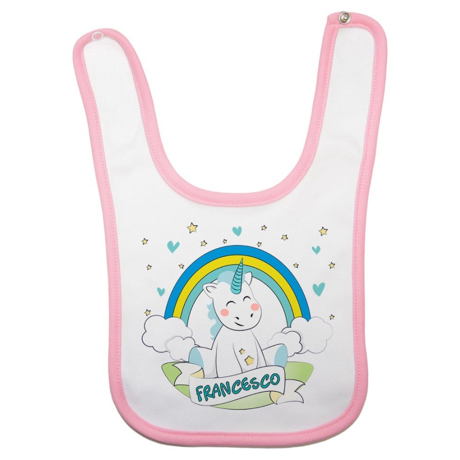 Bavaglino neonato personalizzato con nome piccolo unicorno Unicorni