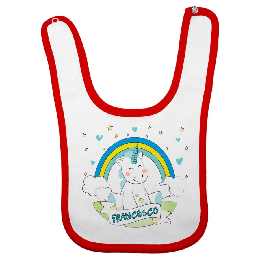 Bavaglino neonato personalizzato con nome piccolo unicorno Unicorni