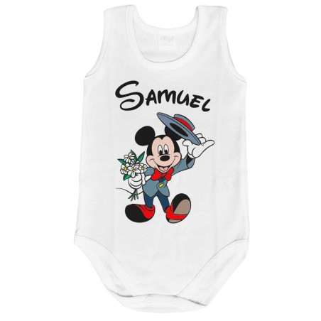Body neonato personalizzato con nome topolino gentleman Cartoon