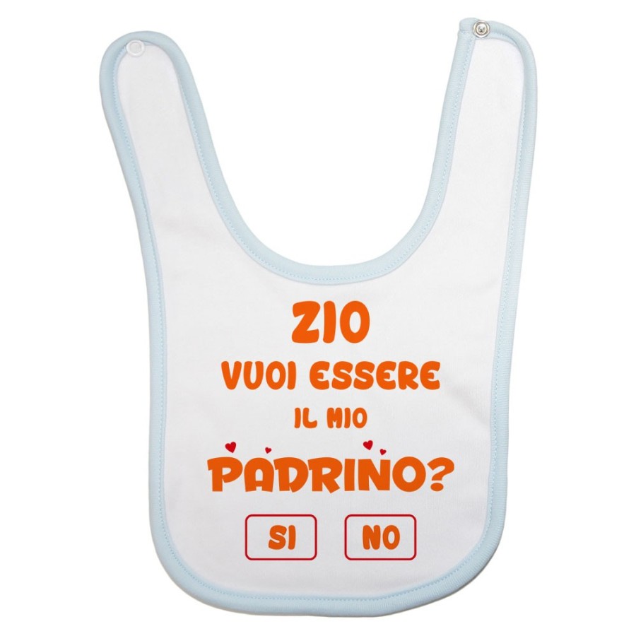 Bavaglino neonato personalizzabile  nome zia zio vuoi essere la mia madrina? Per gli zii