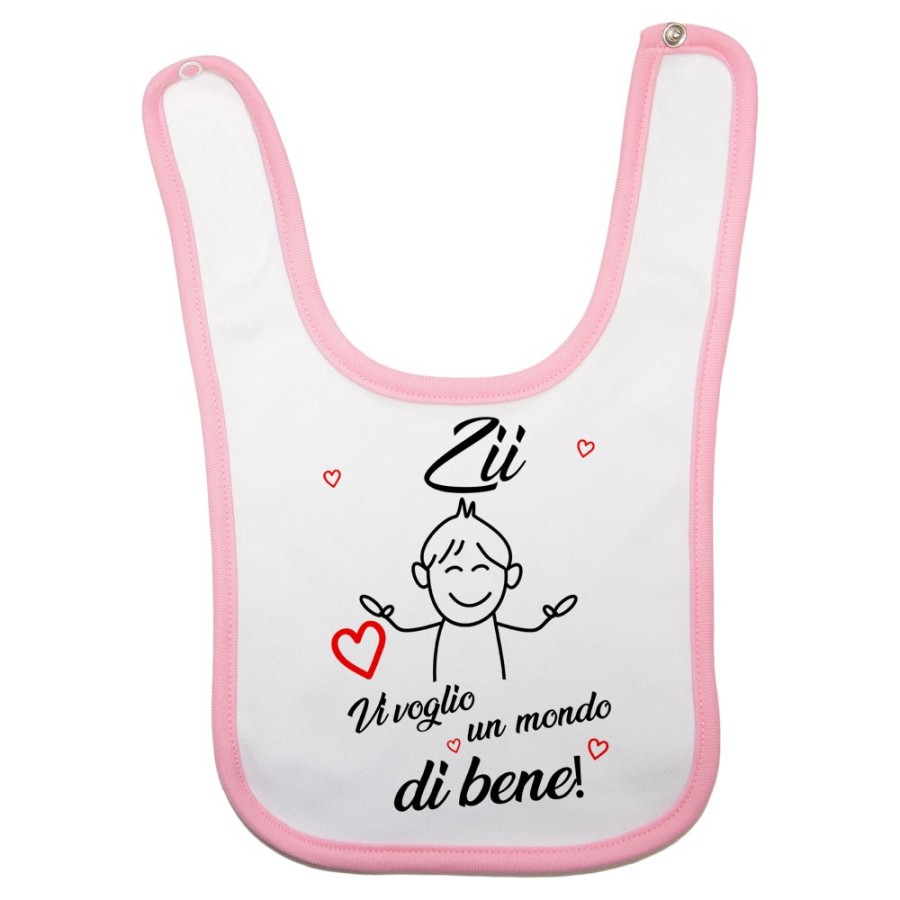 Bavaglino neonato zio zii ti voglio vi voglio un mondo di bene Per gli zii