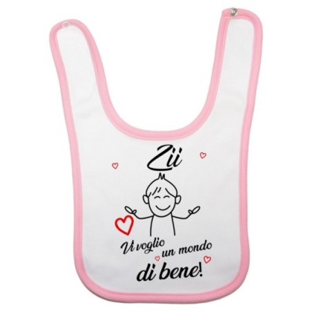 Bavaglino neonato zio zii ti voglio vi voglio un mondo di bene Per gli zii