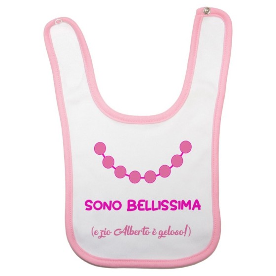 Bavaglino neonata personalizzato  nome sono bellissima e zio è geloso Per gli zii