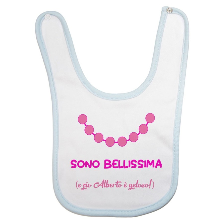 Bavaglino neonata personalizzato  nome sono bellissima e zio è geloso Per gli zii