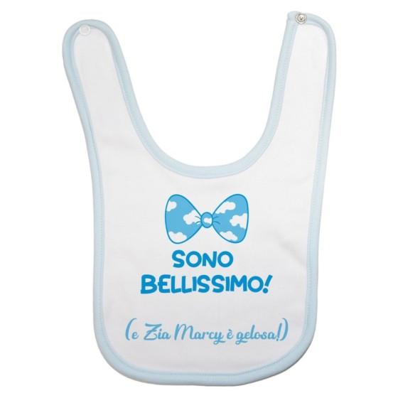 Bavaglino neonato personalizzato  nome sono bellissimo e zia è gelosa Per gli zii