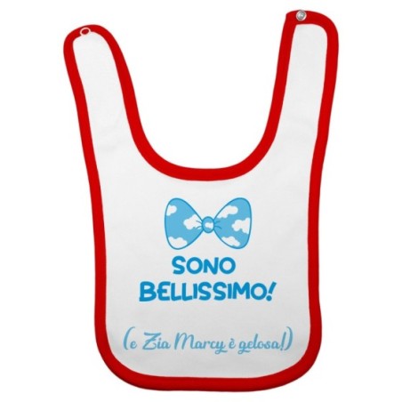 Bavaglino neonato personalizzato  nome sono bellissimo e zia è gelosa Per gli zii