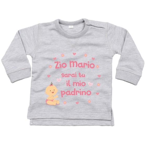 Felpa neonato personalizzata  nome sarai tu il mio padrino Per gli zii
