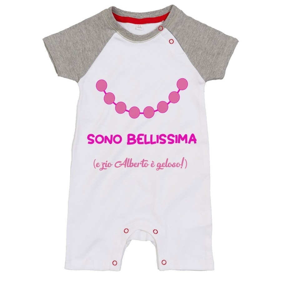 Pagliaccetto neonata personalizzato  nome sono bellissima e zio è geloso Per gli zii