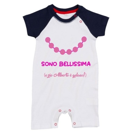 Pagliaccetto neonata personalizzato  nome sono bellissima e zio è geloso Per gli zii