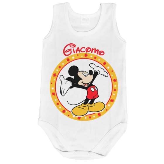 Body neonato personalizzato con nome topolino Cartoon