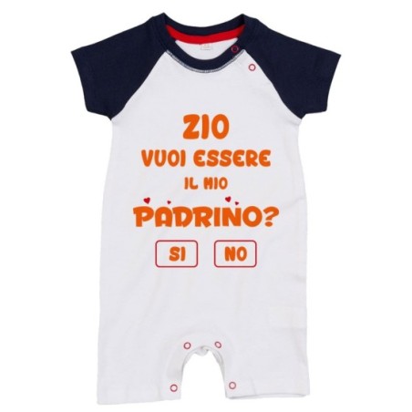 Pagliaccetto neonato personalizzabile  nome zia zio vuoi essere il mio padrino? Per gli zii