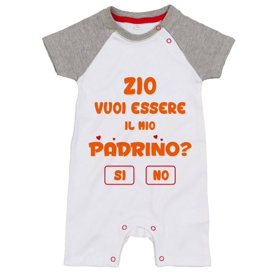 Pagliaccetto neonato personalizzabile  nome zia zio vuoi essere il mio padrino? Per gli zii