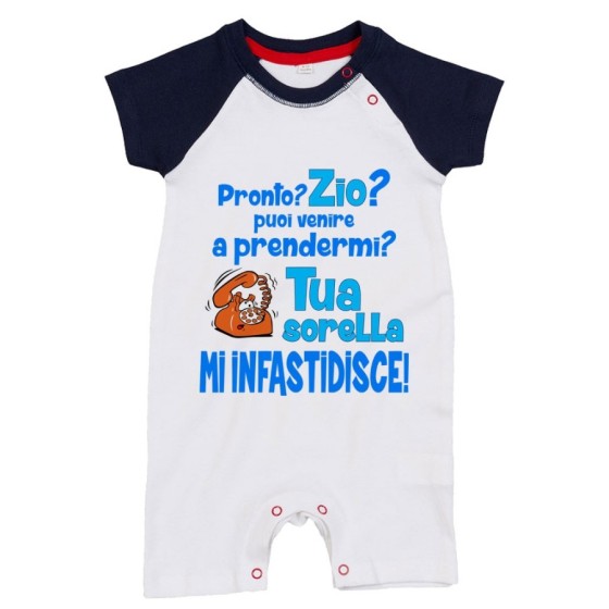 Pagliaccetto neonato pronto zia zio? puoi venire a prendermi? tua sorella mi infastidisce Per gli zii