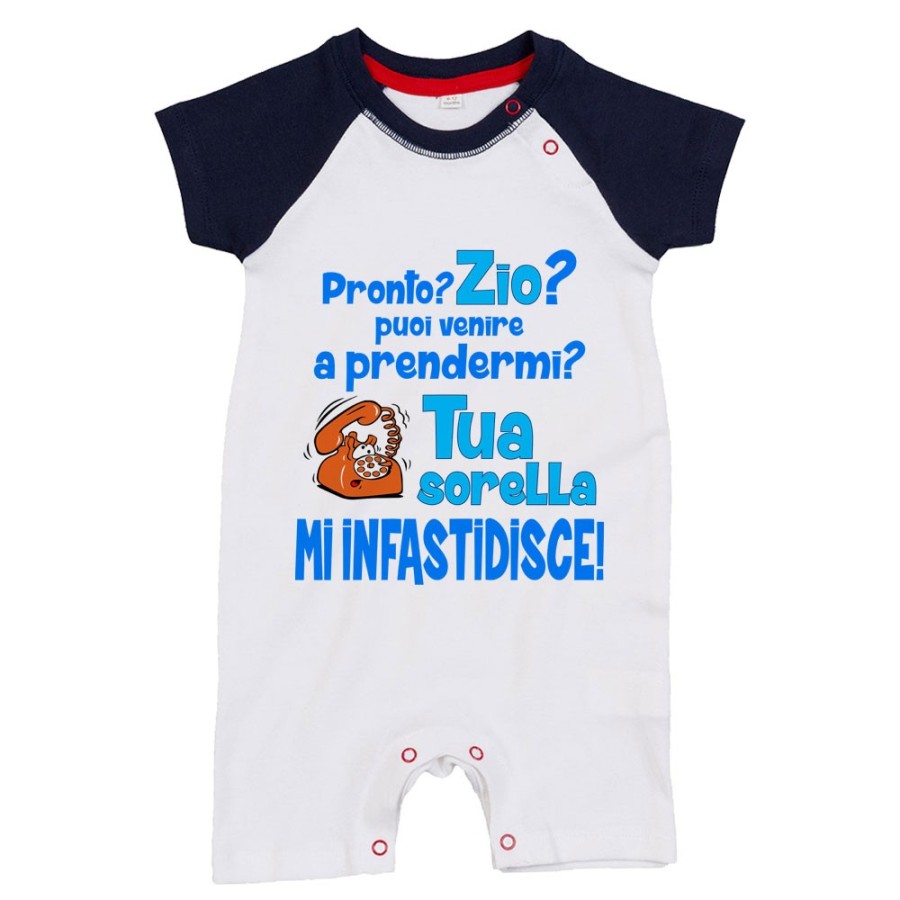 Pagliaccetto neonato pronto zia zio? puoi venire a prendermi? tua sorella mi infastidisce Per gli zii
