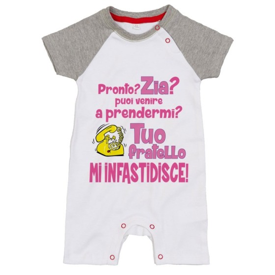 Pagliaccetto neonato pronto zia zio? puoi venire a prendermi? tuo fratello mi infastidisce Per gli zii