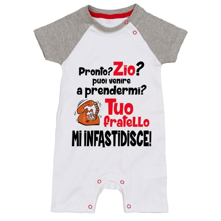Pagliaccetto neonato pronto zia zio? puoi venire a prendermi? tuo fratello mi infastidisce Per gli zii