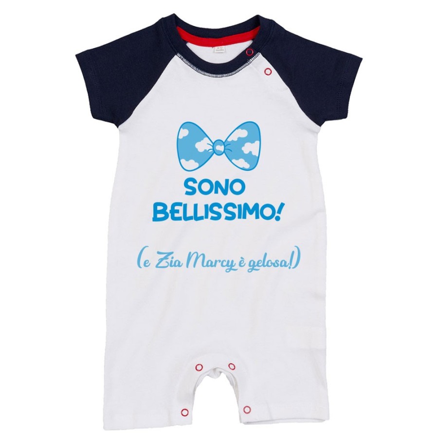 Pagliaccetto neonato personalizzato  nome sono bellissimo e zia è gelosa Per gli zii