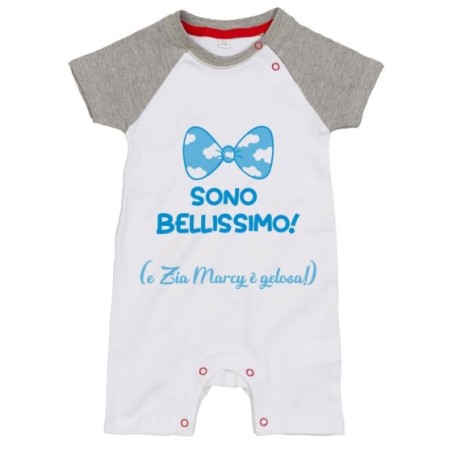 Pagliaccetto neonato personalizzato  nome sono bellissimo e zia è gelosa Per gli zii