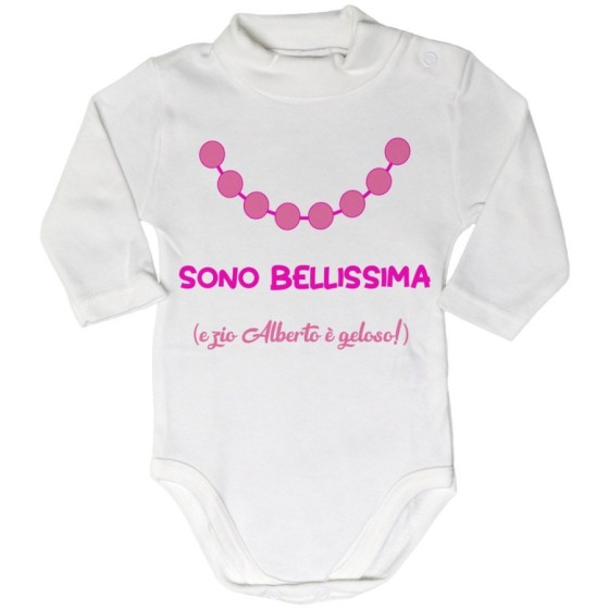 Body lupetto neonata personalizzato  nome sono bellissima e zio è geloso Per gli zii