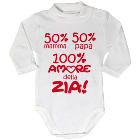 Body lupetto neonato 50% mamma 50% papà 100% amore di zio...
