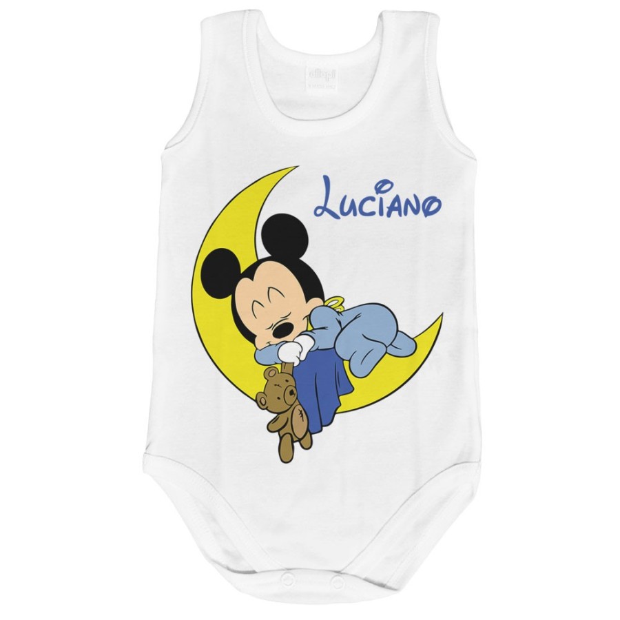 Body neonato personalizzato con nome topolino sleeping Cartoon