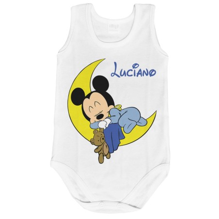 Body neonato personalizzato con nome topolino sleeping