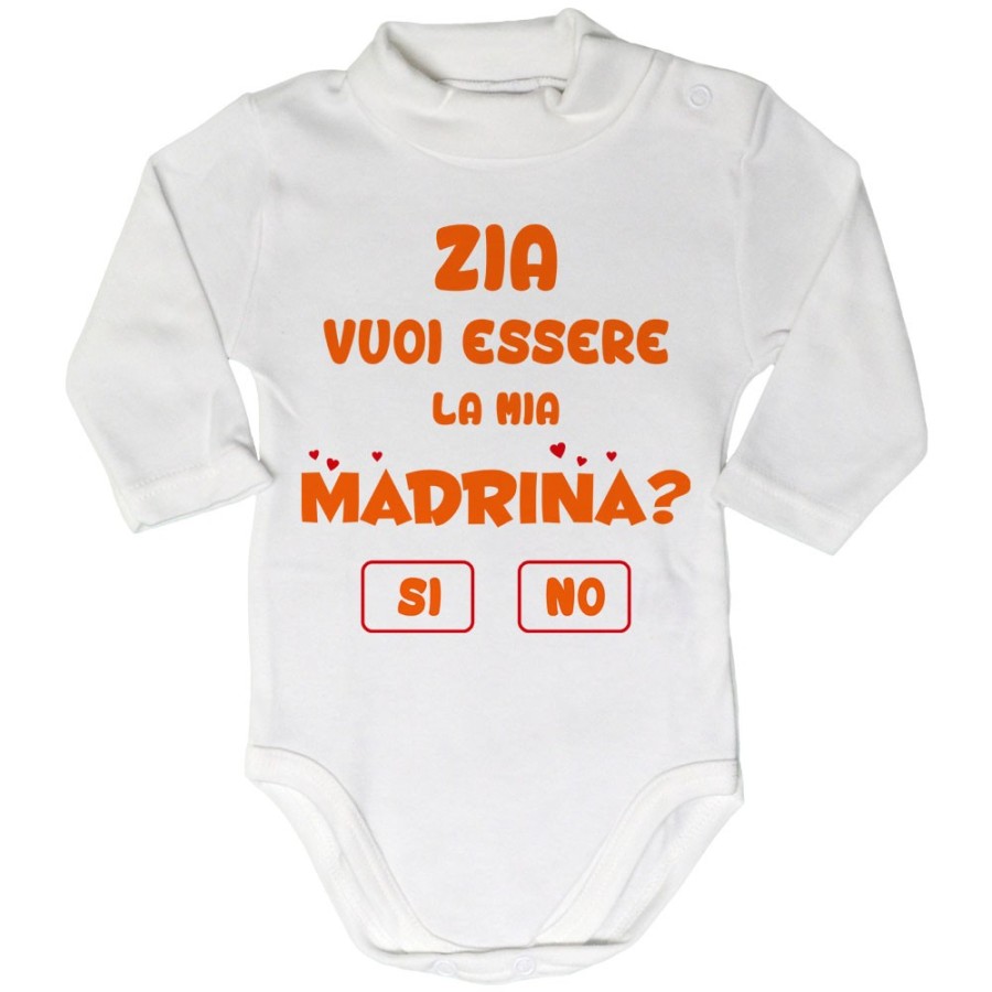 Body lupetto neonato personalizzabile  nome zia zio vuoi essere il mio padrino? Per gli zii