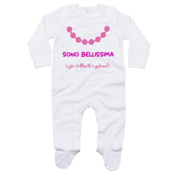 Tutina neonata personalizzata  nome sono bellissima e zio è geloso Per gli zii