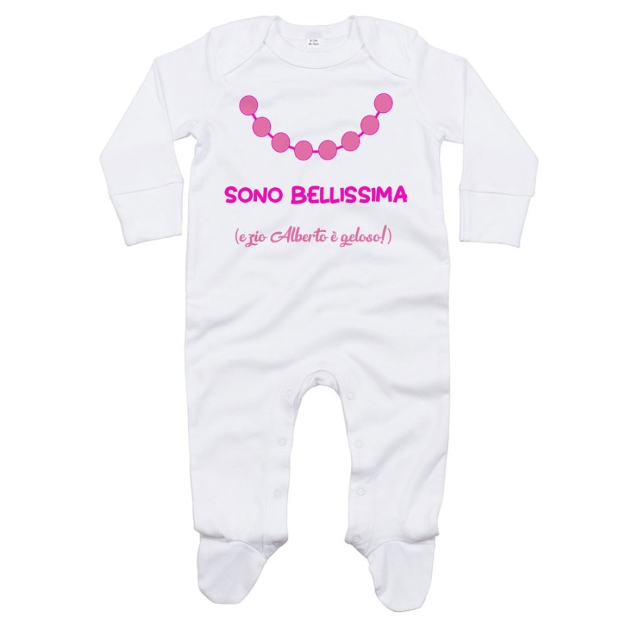 Tutina neonata personalizzata  nome sono bellissima e zio è geloso Per gli zii