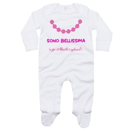 Tutina neonata personalizzata  nome sono bellissima e zio...