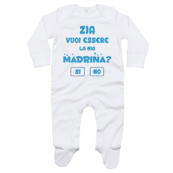Tutina neonato personalizzabile  nome zia zio vuoi essere il mio padrino? Per gli zii