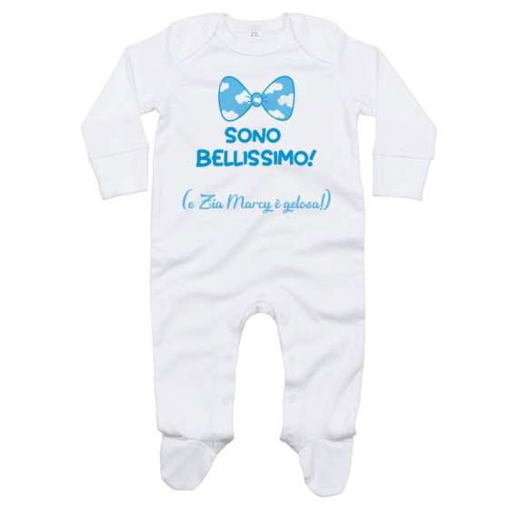Tutina neonato personalizzata  nome sono bellissimo e zia è gelosa Per gli zii