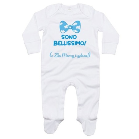 Tutina neonato personalizzata  nome sono bellissimo e zia...